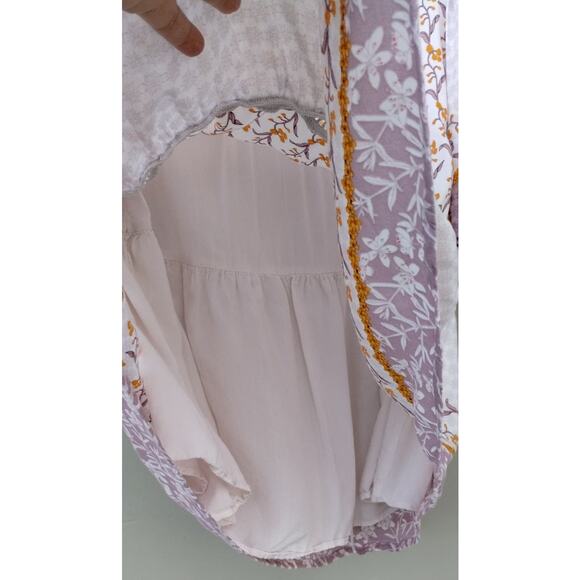 Daniel Rainn Cottage Boho Peasant Tassel Top Blouse Rayon Size S Pleated Floral - Picture 6 of 11